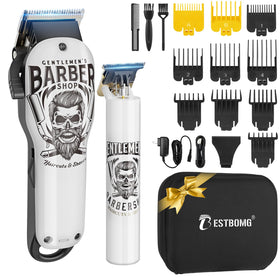 BESTBOMG cordless hair clippers with ceramic T-blade for smooth home cuts