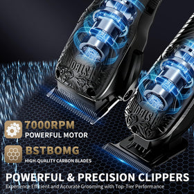BESTBOMG long battery display helps plan a full haircut.