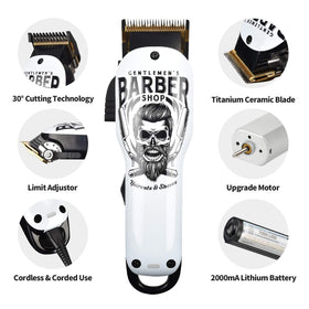 BESTBOMG professional hair clipper motor detail showing powerful 8W performance for all hair types.