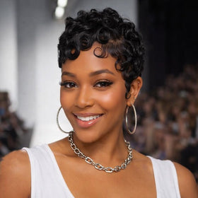Besteffie short curly pixie cut lace front wig for daily wear