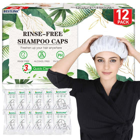 BestLink no-rinse shampoo caps 12-pack in individual wrappers for bedside use