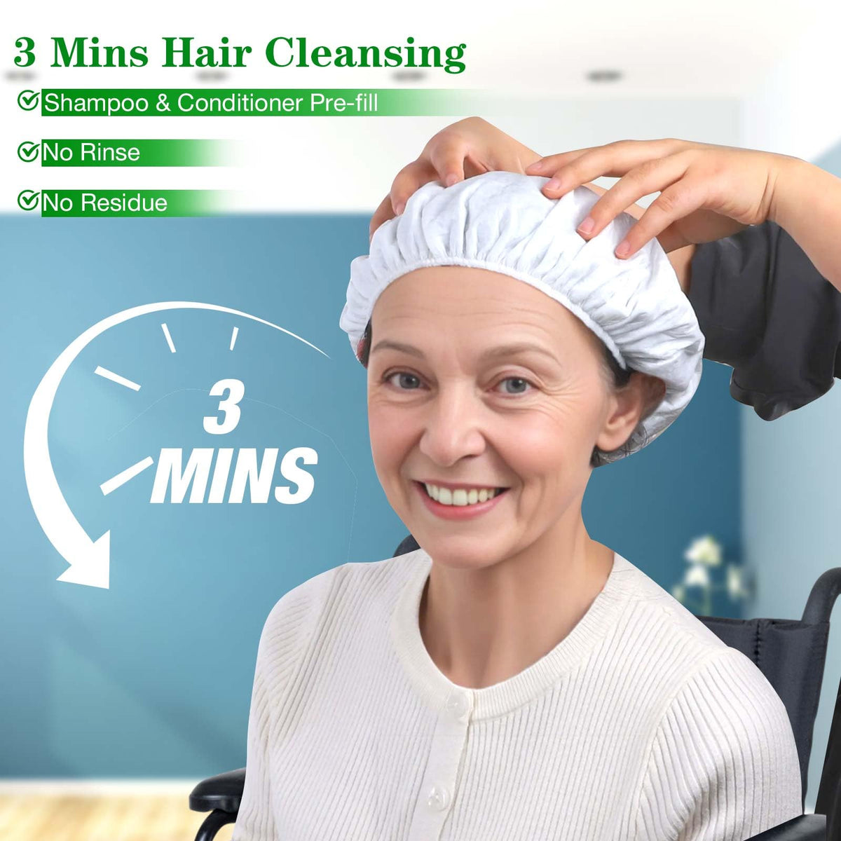 BestLink waterless caps deliver a no-residue cleanse for hair
