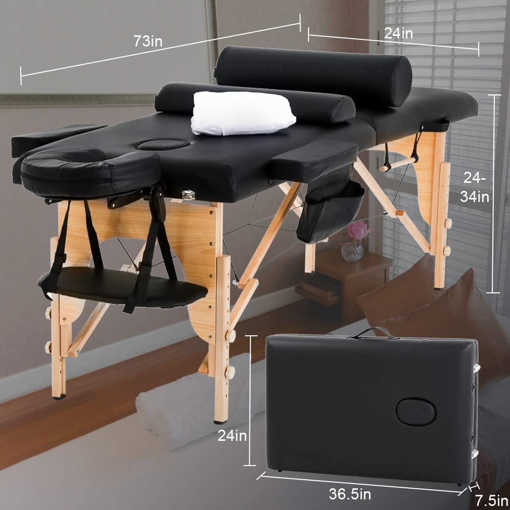 BestMassage height adjustable legs for comfortable working height.