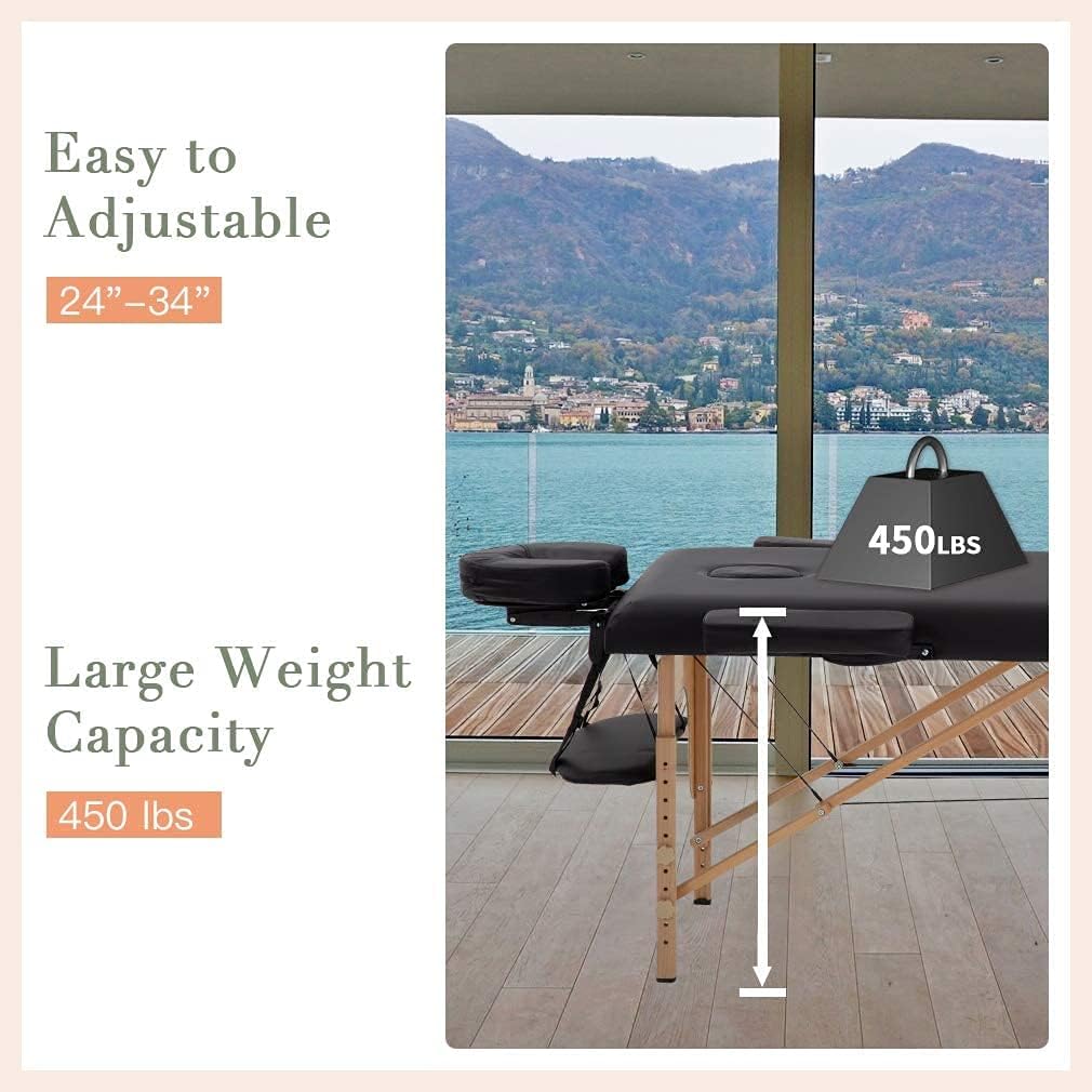 BestMassage height adjustable massage bed from 24 to 34 inches supports varied therapist heights