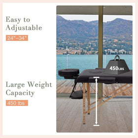 BestMassage height adjustable massage bed from 24 to 34 inches supports varied therapist heights
