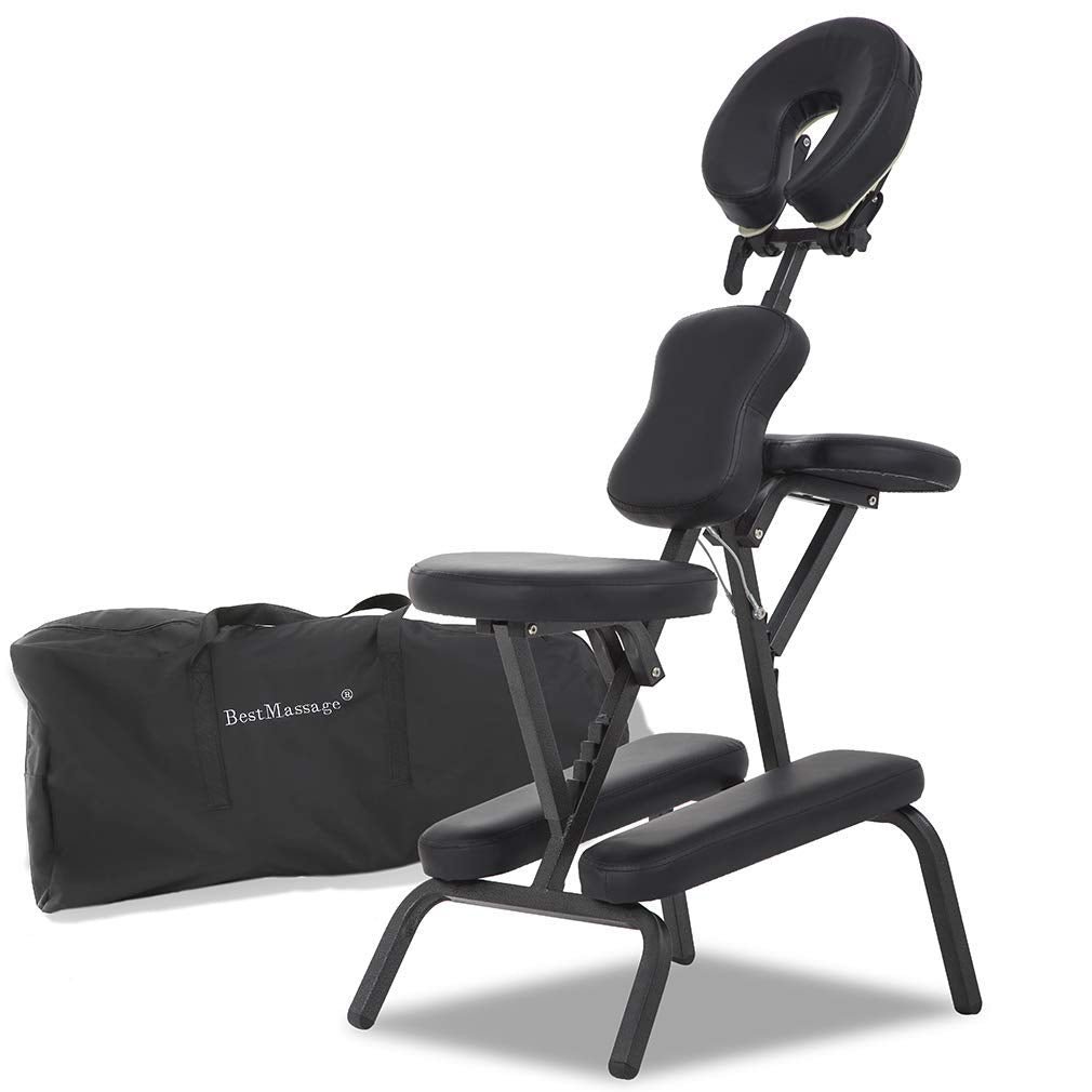 BestMassage portable chair folded in its carry case for travel