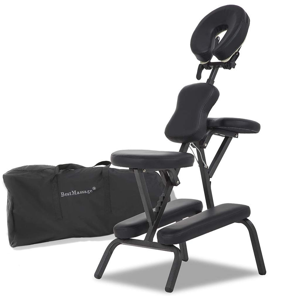 BestMassage portable chair folded in its carry case for travel