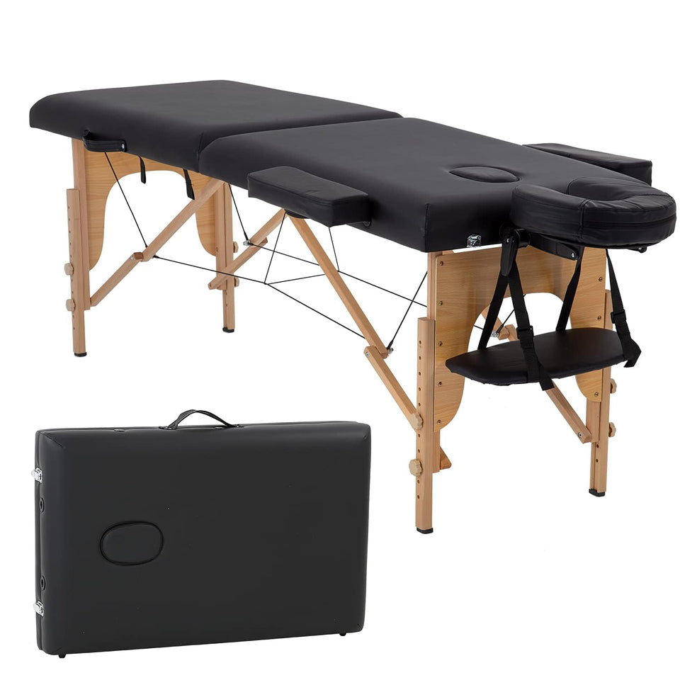 BestMassage portable massage table with 2-fold design for easy setup and storage
