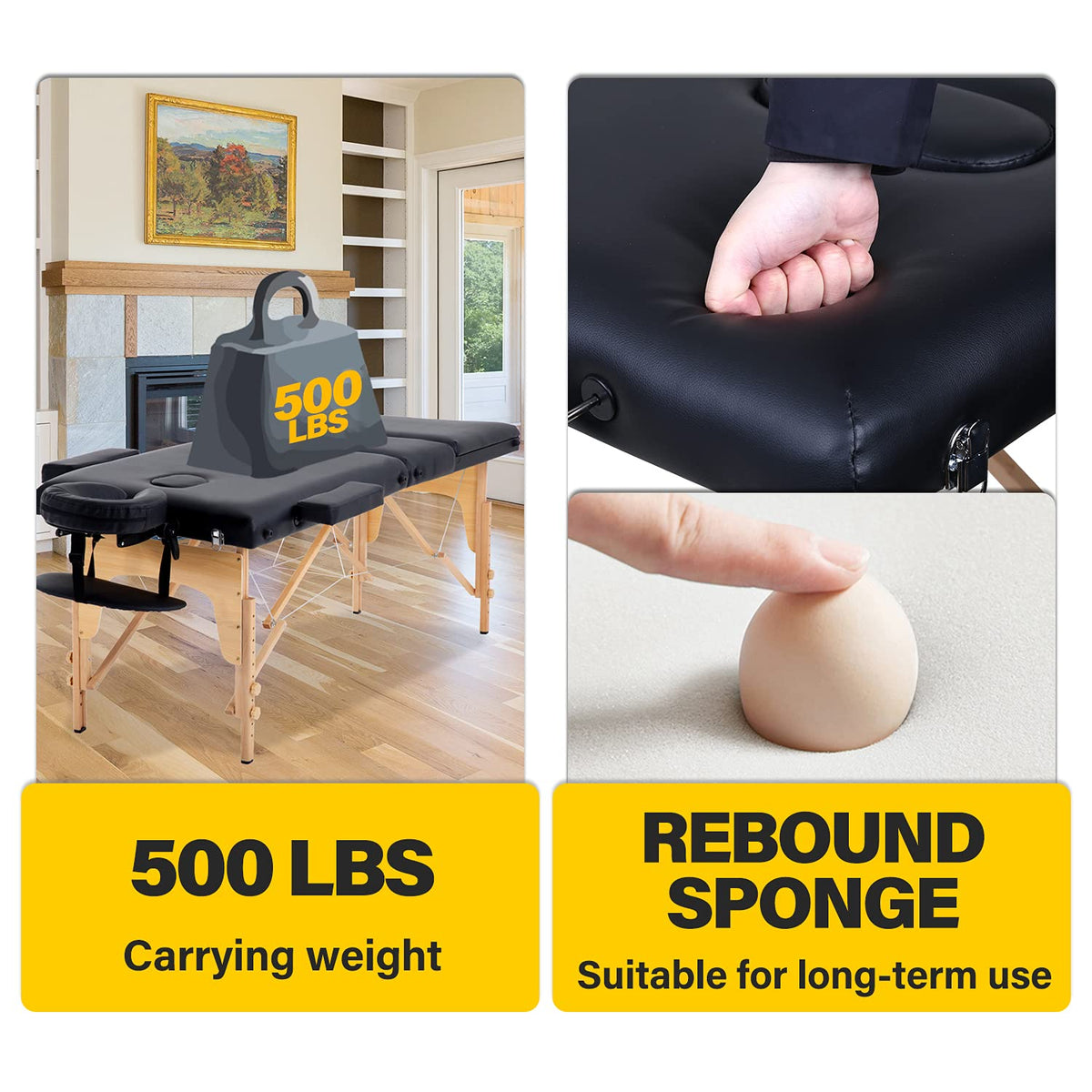 BestMassage premium foam padding provides cushioned support during sessions.