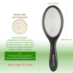 Bestool metal bristles deliver a cooling massage during detangling