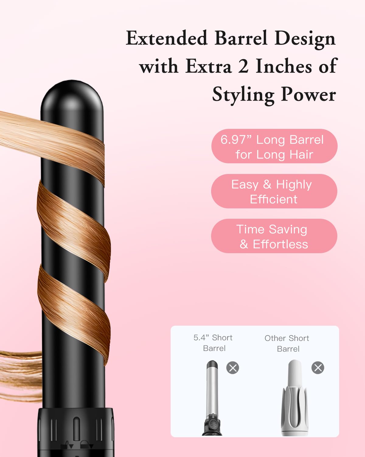 BESTOPE PRO ceramic-coated barrels promote shiny, frizz-free curls with gentle heat