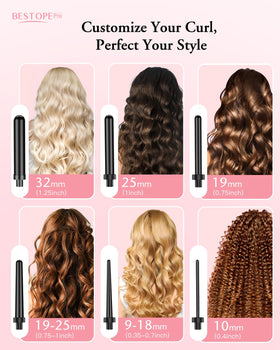 BESTOPE PRO six-in-one interchangeable wands deliver tailored curls at home