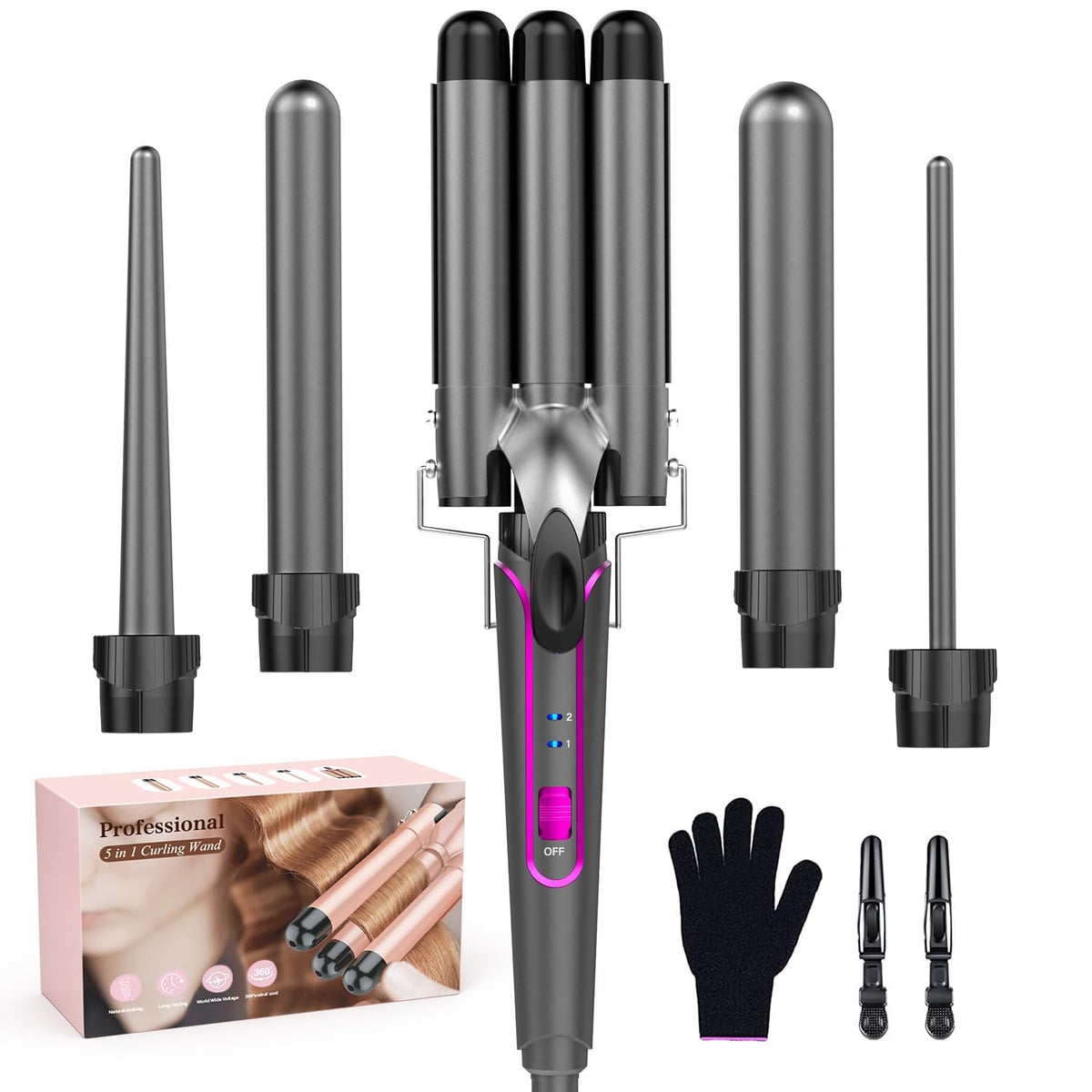 BESTOPE PRO Waver 3-barrel waves deliver fast, even styling on all hair types.