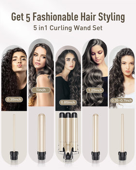 Bestope Pro Waver 4-wand set offers multiple curl textures for daily styles.