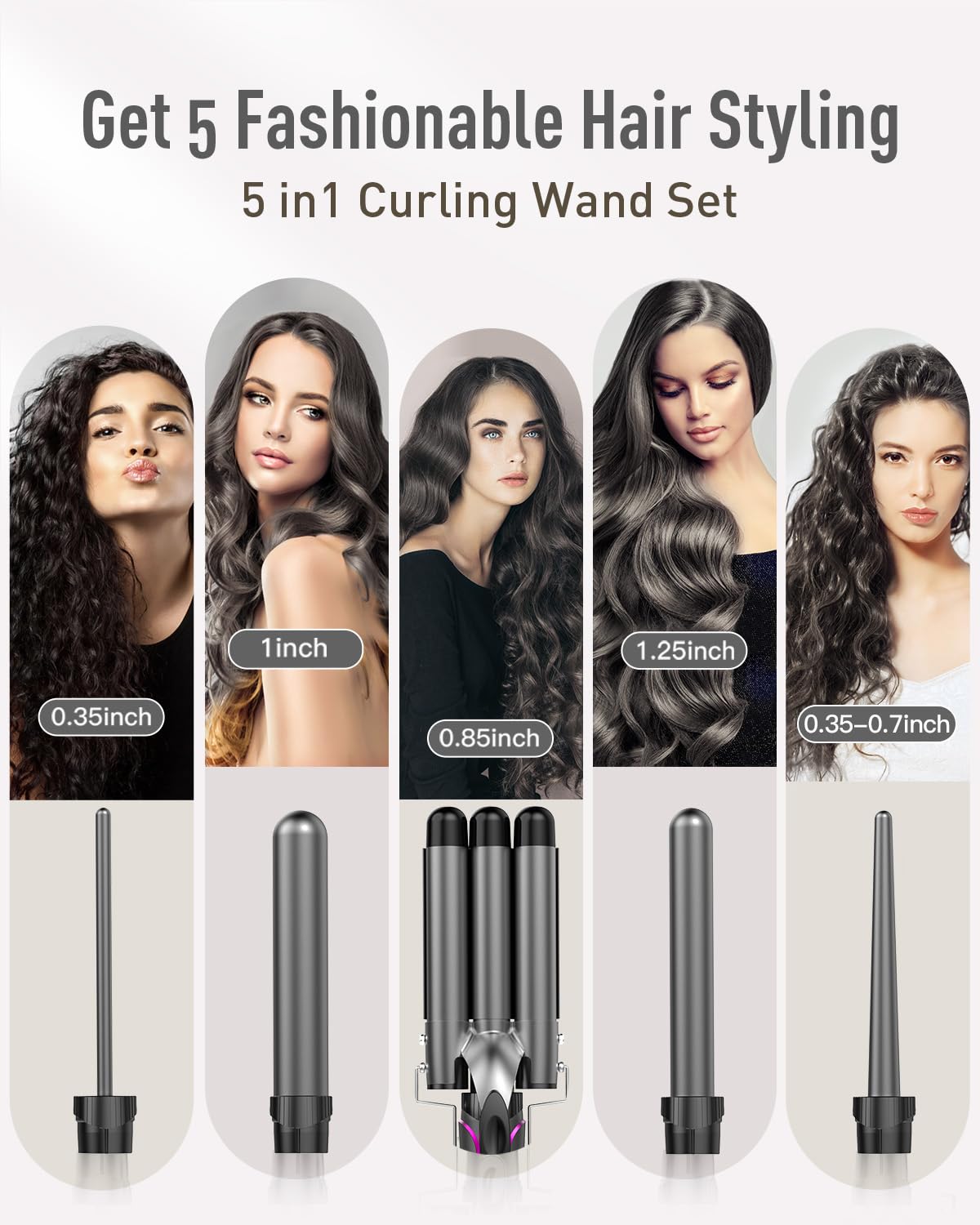 BESTOPE PRO Waver interchangeable wands enable versatile daily looks.