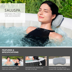 Bestway SaluSpa padded headrest pillow gray pack fits most tubs and models
