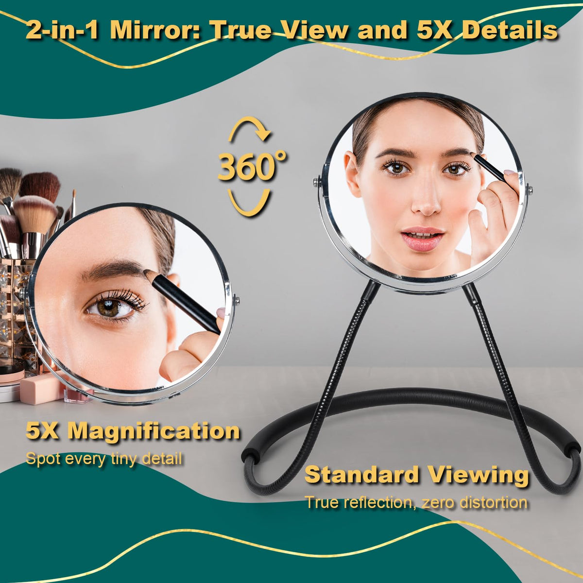 BESZONE 5x magnification back-head mirror helps precise grooming.