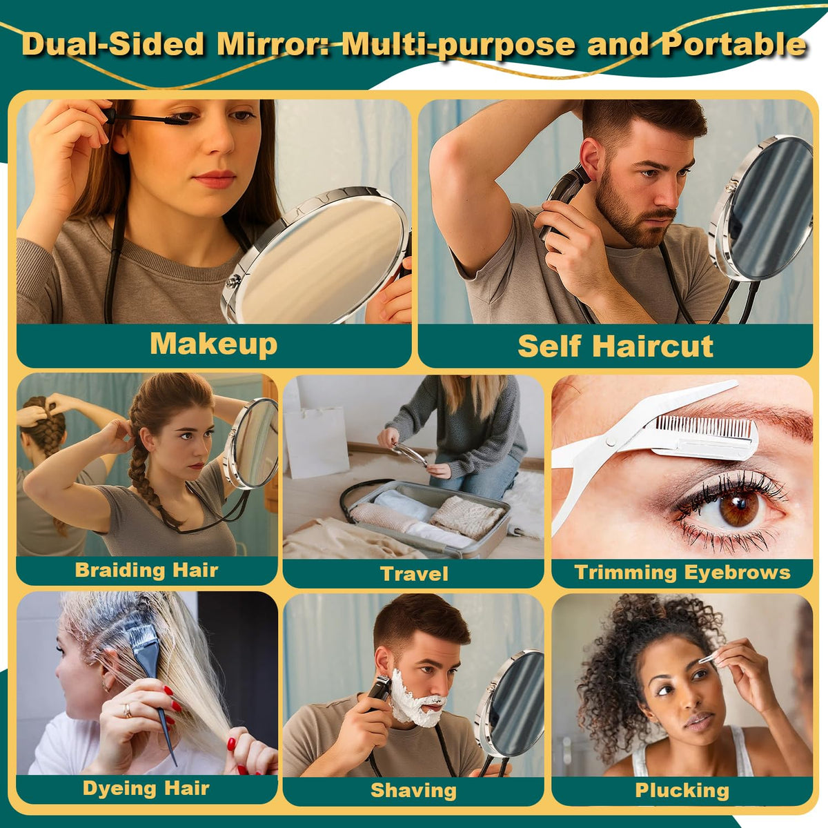 BESZONE 6.7-inch true-glass mirror provides distortion-free viewing.