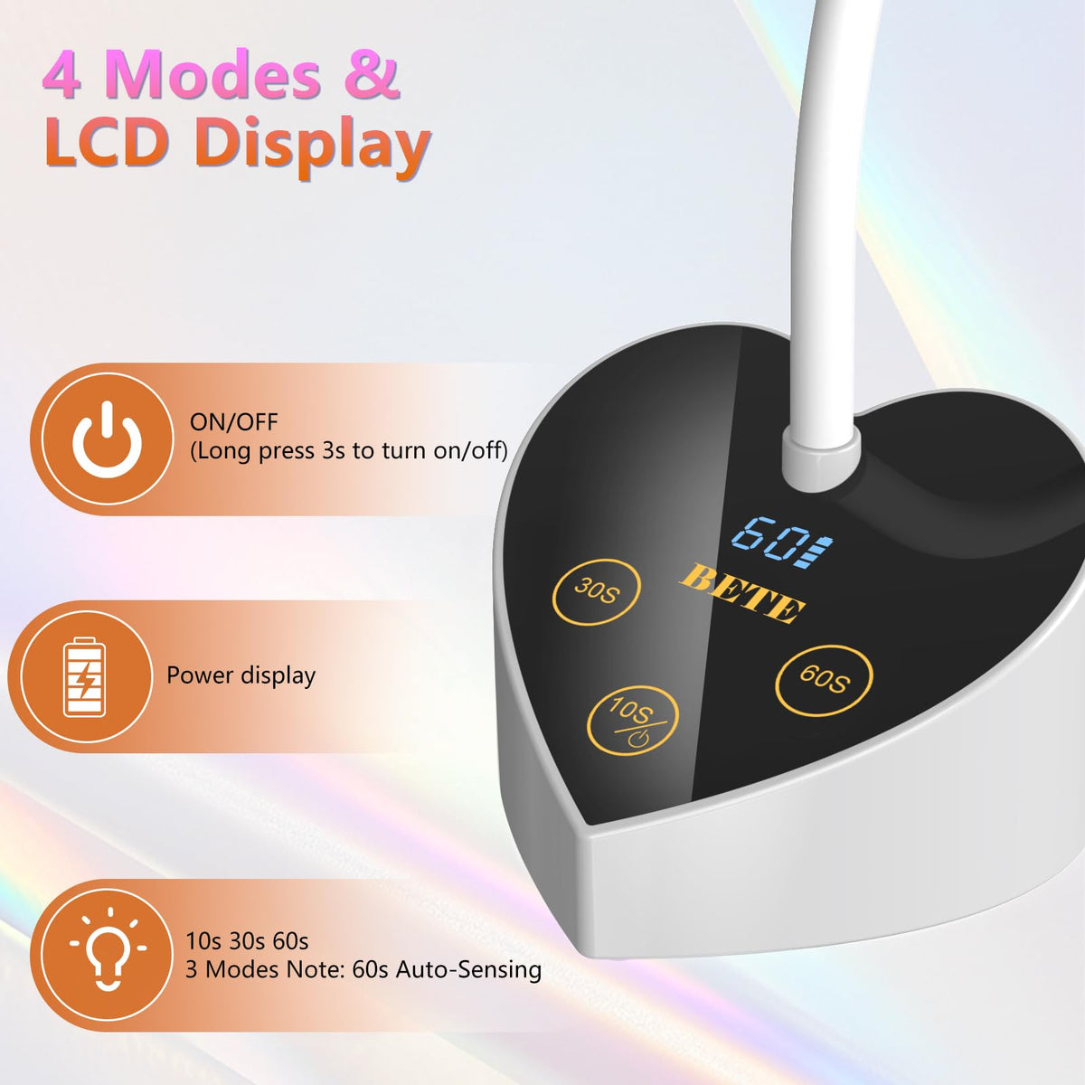 BETE UV nail lamp 360-degree gooseneck supports versatile angles