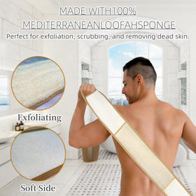 BETLYS back-scrubber length highlighted for reaching hard-to-reach areas.