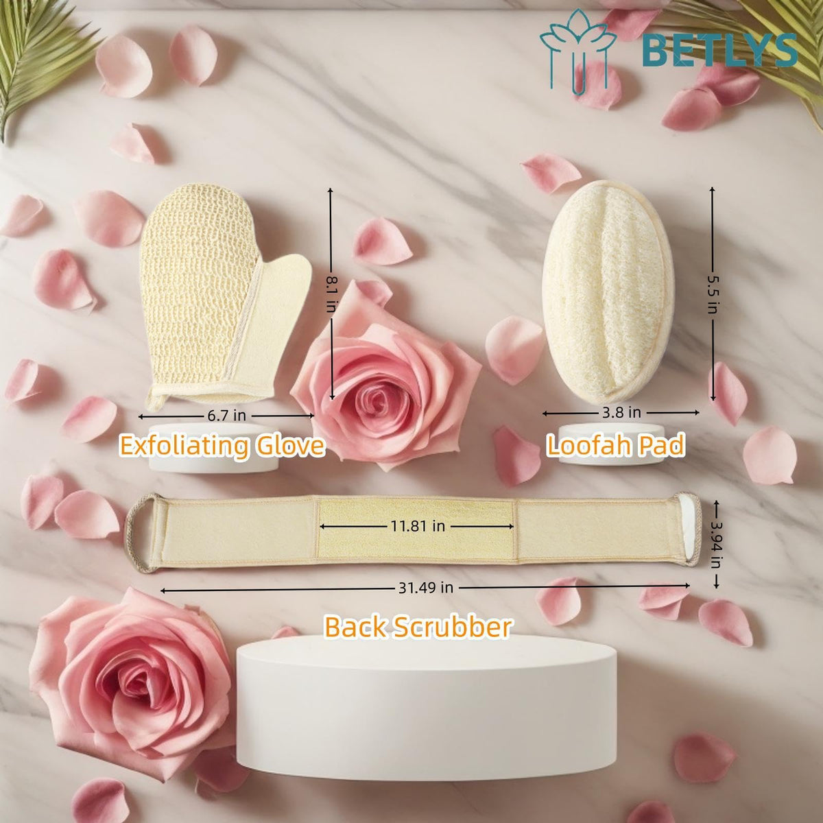 BETLYS exfoliating loofah close-up highlights natural material
