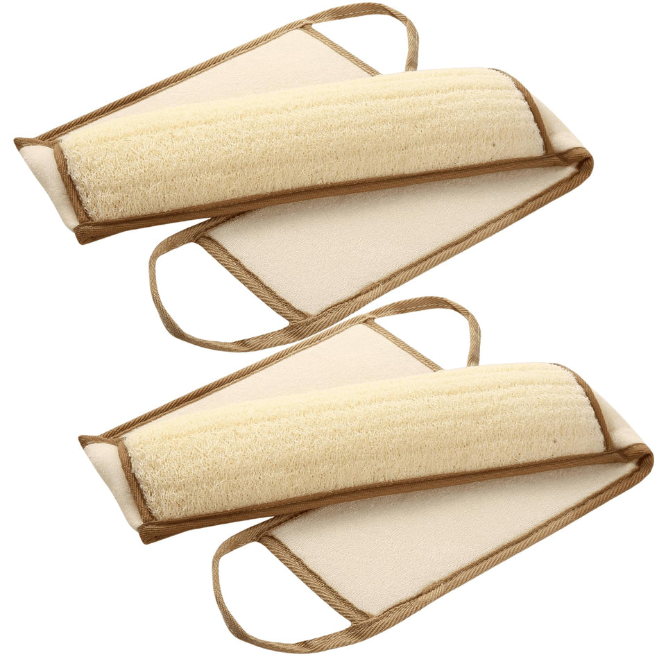 BETLYS natural loofah back scrubber front view for deep back cleansing.
