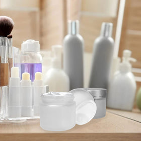 Betrome clear matte jar shows product color while protecting contents.