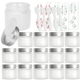 Betrome 2oz frosted glass jar with silver lid and inner liner for secure cosmetic storage.