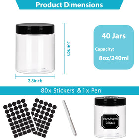 Betrome 8 oz clear jar wide-mouth open for easy filling.