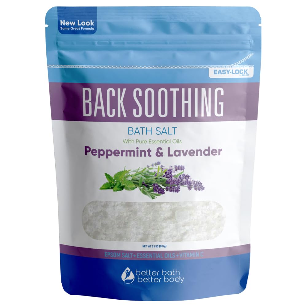 Better Bath Better Body Back Soothing Bath Salt with Epsom and bergamot, promoting muscle comfort.