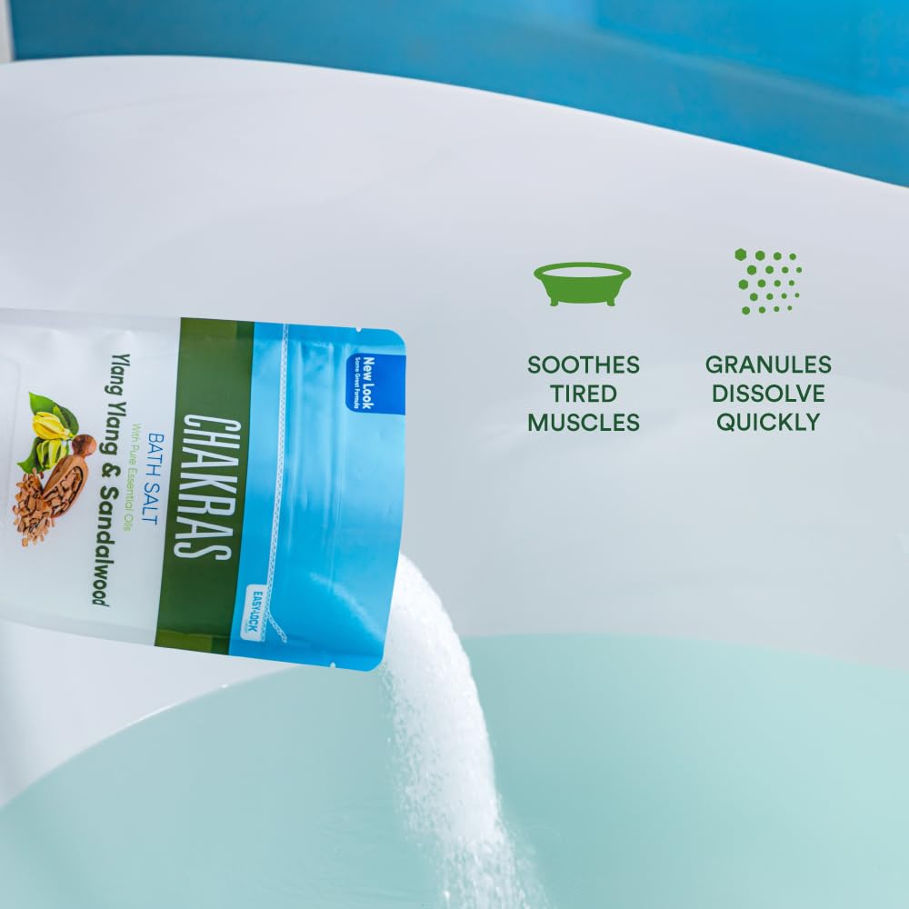 Soothing bath scene with Chakras bath salt and spa-like ambiance in tub
