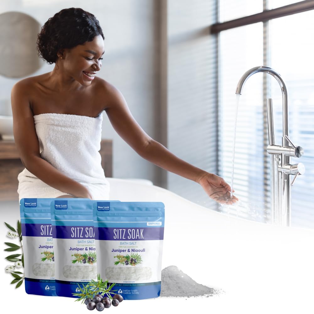 Pouch with easy press-seal for safe storage of Sitz Bath Salt.