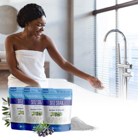Pouch with easy press-seal for safe storage of Sitz Bath Salt.