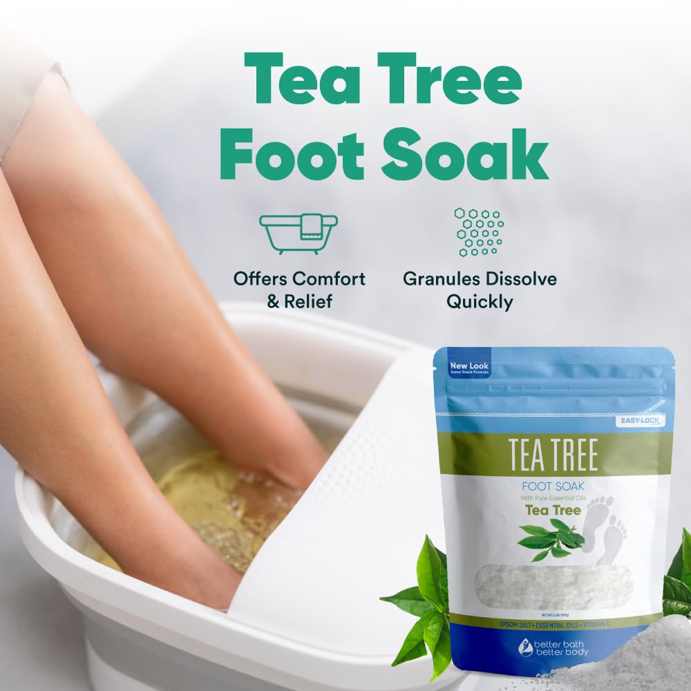 Better Bath Better Body Tea Tree Foot Soak in BPA-free USA pouch for safe storage