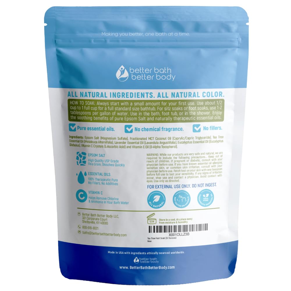 Better Bath Better Body Tea Tree Foot Soak being poured from the bottle