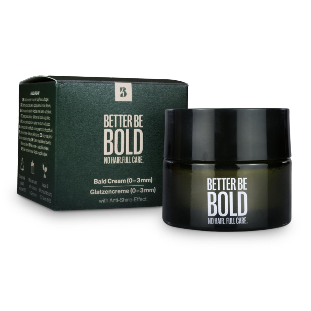 BETTER BE BOLD Bald Cream 0–3 mm finish delivers matte look.
