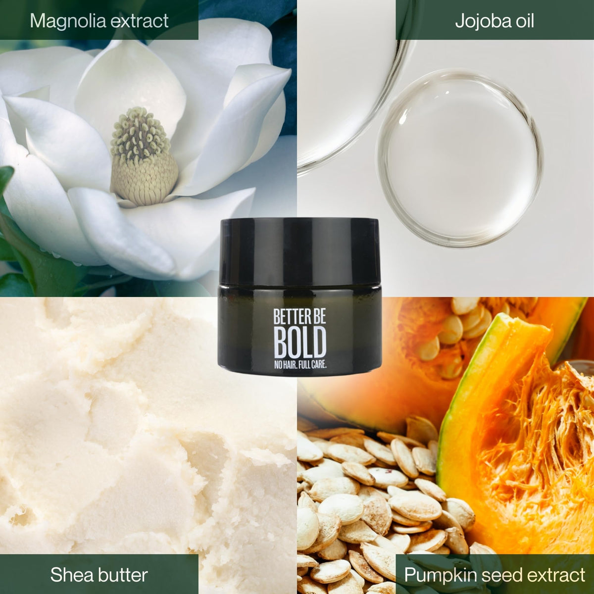 BETTER BE BOLD Pumpkin seed anti-shine reduces greasy shine.