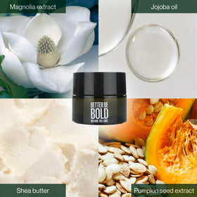 BETTER BE BOLD Pumpkin seed anti-shine reduces greasy shine.