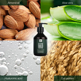 BETTER BE BOLD No Hair Shampoo in bathroom setup with refreshing scent
