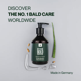 BETTER BE BOLD No Hair Shampoo label close-up highlights almond oil and oat protein benefits