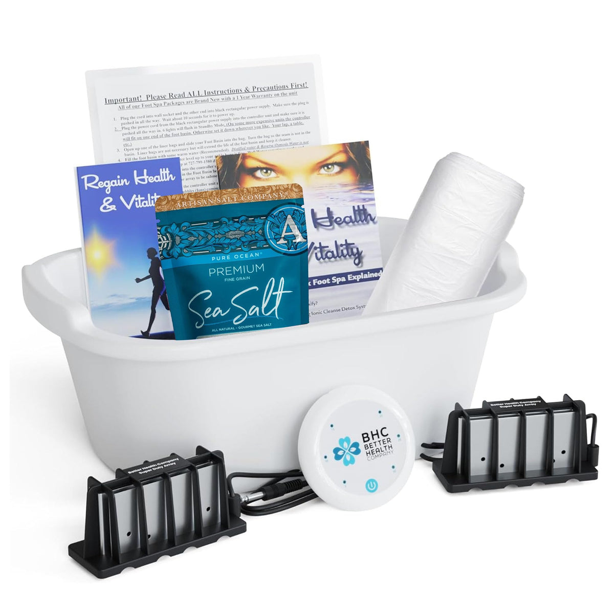 Better Health Company Ionic Foot Bath front view with two arrays for at-home sessions