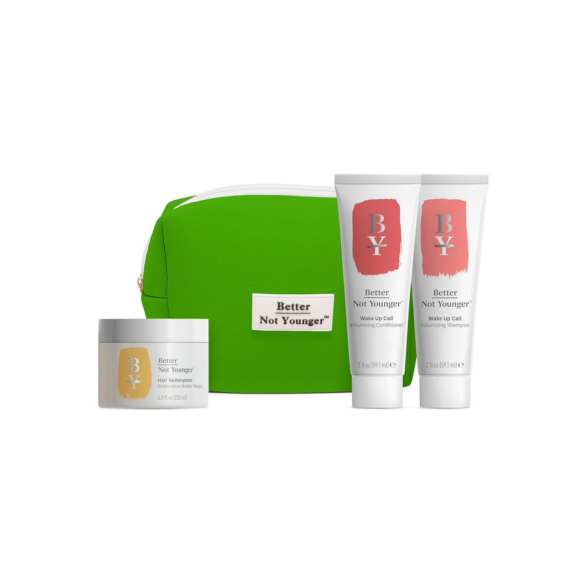 Better Not Younger Discovery Kit Strength & Volume bottle close-up highlighting full-bodied shine.