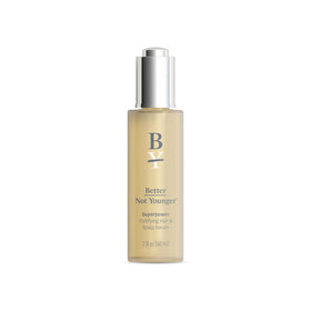 Better Not Younger hair thickening serum bottle for fuller-looking hair and scalp nourishment.