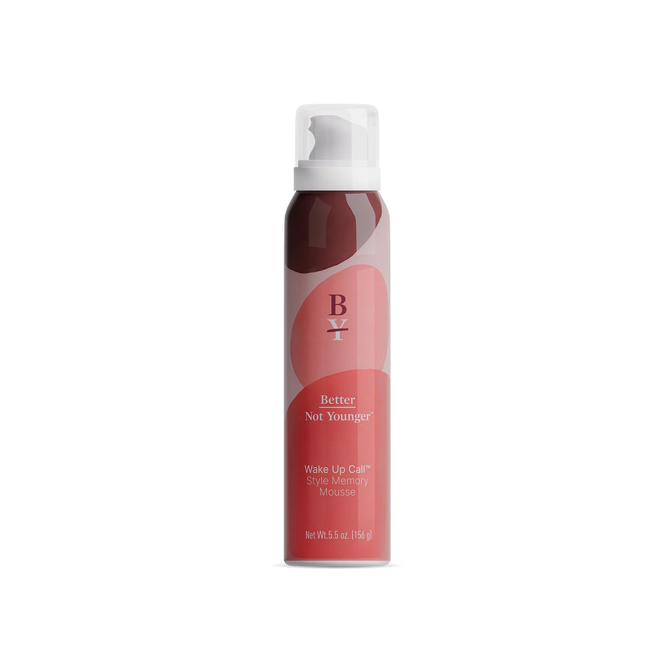 Better Not Younger Volumizing Mousse bottle closeup for instant lift.