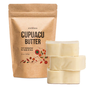 Better Shea Butter Cupuaçu Butter jar shows pure unrefined texture for moisturized skin.