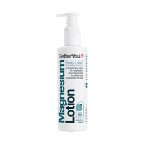 BetterYou Magnesium Body Lotion bottle showcases lightweight hydration for daily skin care.
