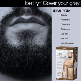 Betty Beauty colors chest hair brown for a uniform appearance.