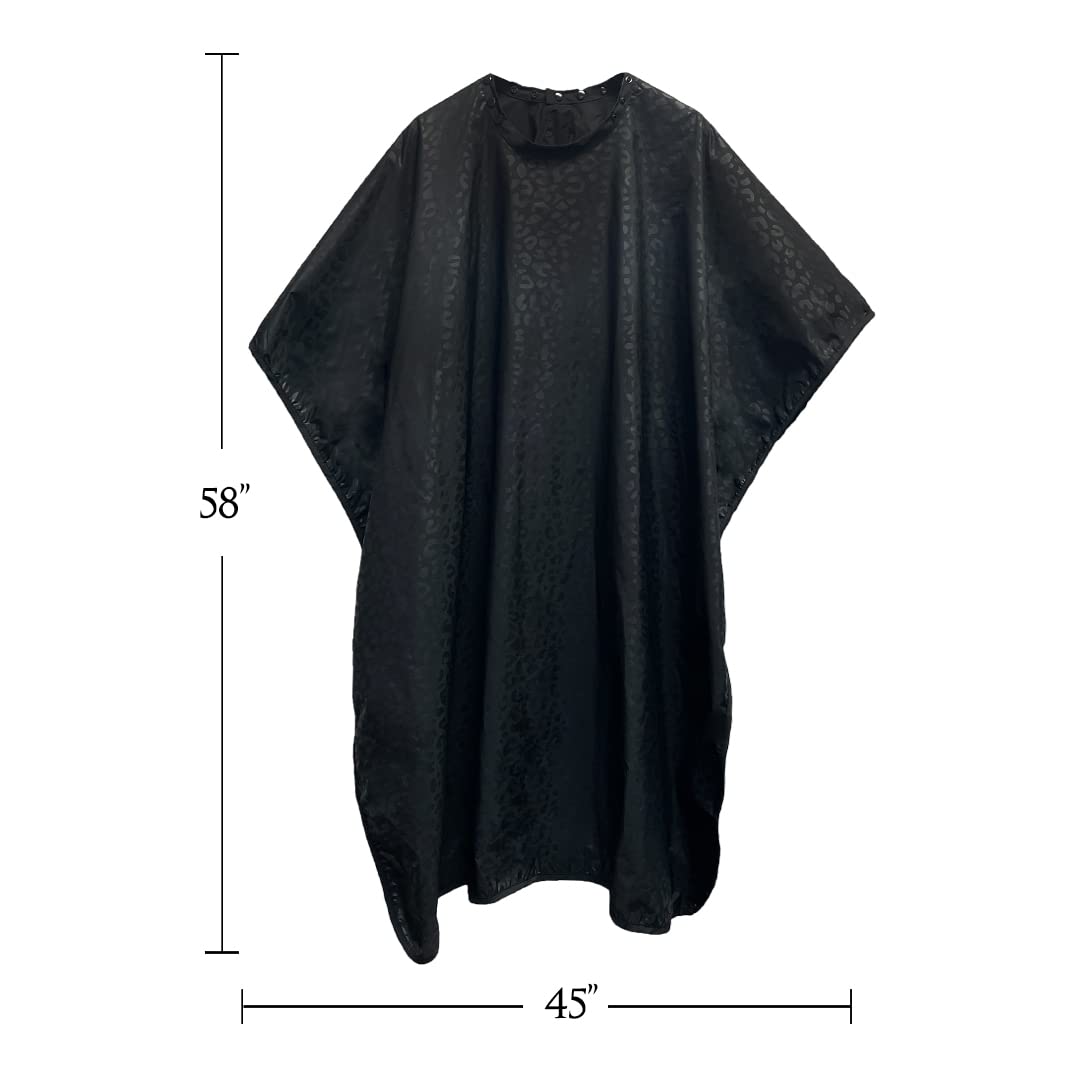 Betty Dain Black Jaguar cape back view emphasizes wide coverage.