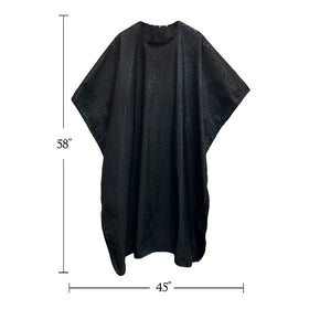 Betty Dain Black Jaguar cape back view emphasizes wide coverage.