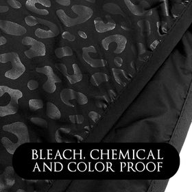 Betty Dain Black Jaguar cape close-up of embossed nylon and bleach protection.